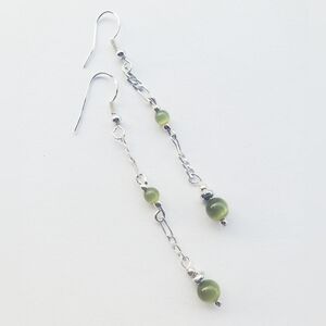 NWT Peridot 925 Sterling Silver fringe extra long charm tassel Drop earrings
